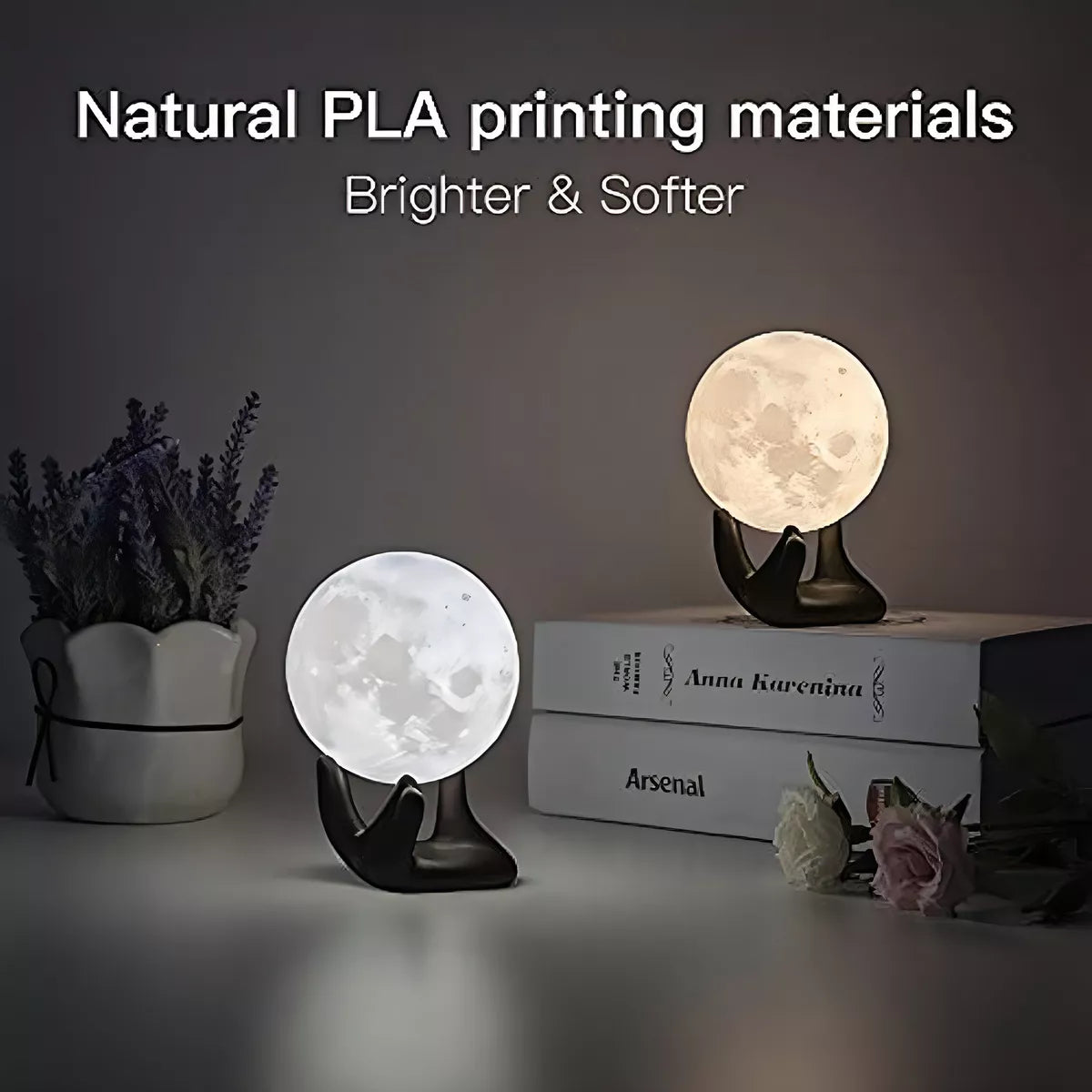 Lámpara Luna Realista LED - Impreso en PLA